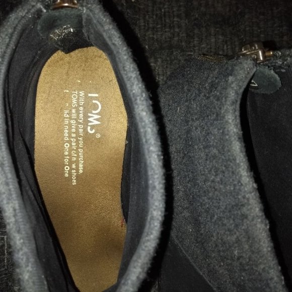 TOMS Leila Black Suede & Gray Wool Ankle Booties-Sz 7 - Picture 3 of 5